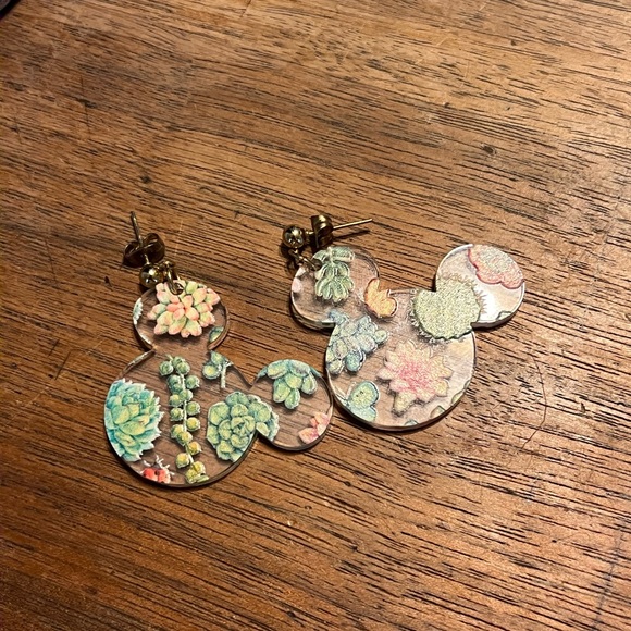 Floral Mickey Mouse Earrings - Picture 1 of 1